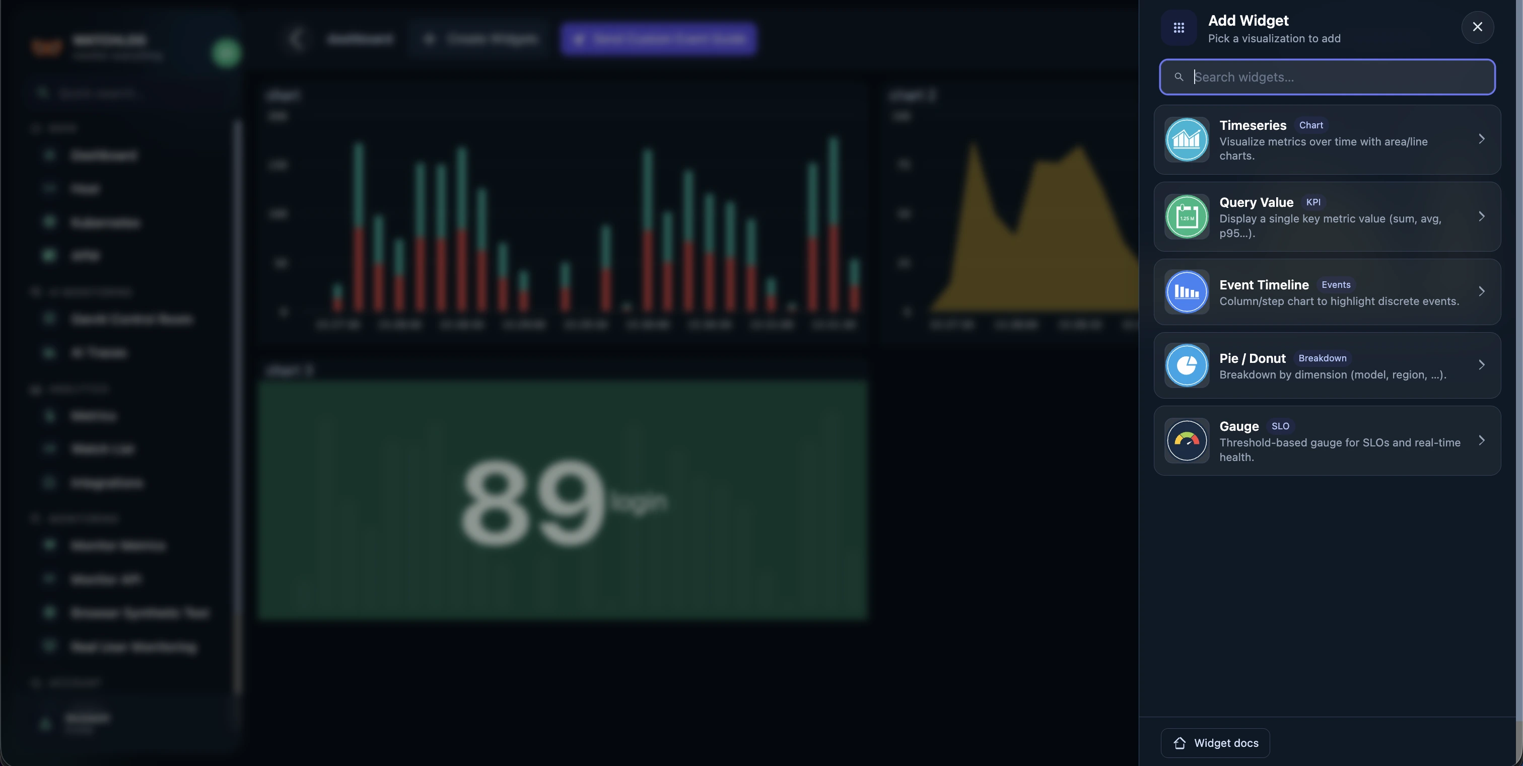 اسکرینشات داشبورد رویدادهای سفارشی